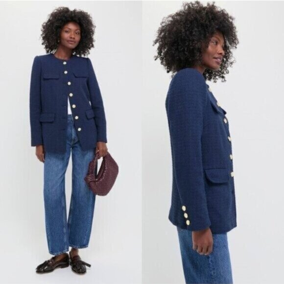 Pomander Place NEW Navy Tweed Jennings Blazer Jacket Size M - Picture 2 of 13